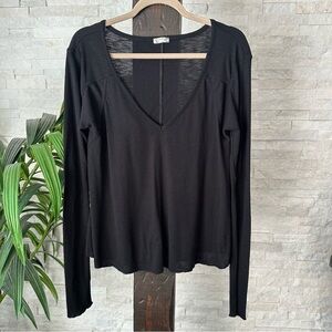 FREE PEOPLE Intimately Waffle Knit Thermal Knit V Neck Long Sleeve Size Small